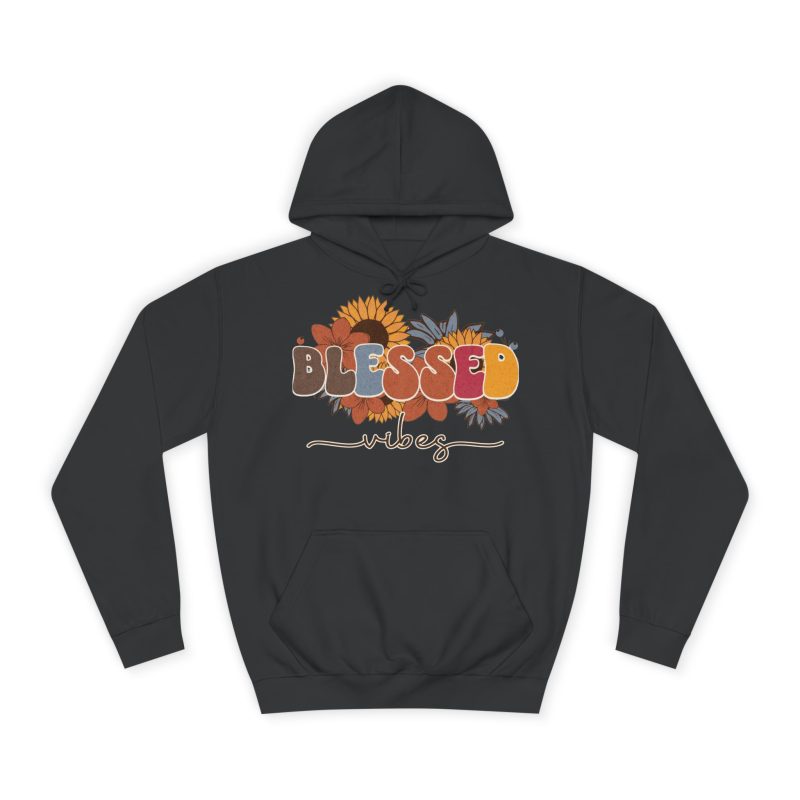 Blessed Vibes Hoodie — Fall Sunflower Graphic College Pullover