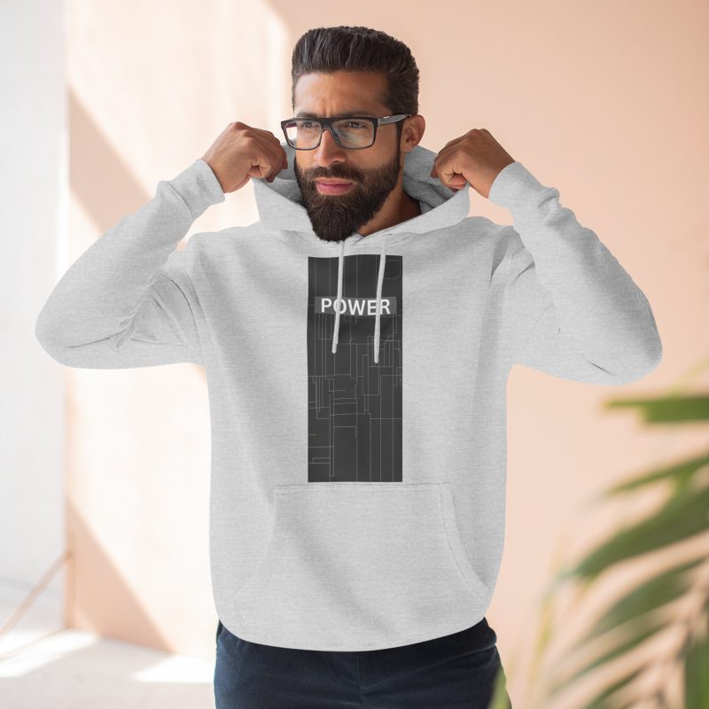 POWER Limited Edition Men-only — Minimalist Black Grid Graphic Fleece Hoodie