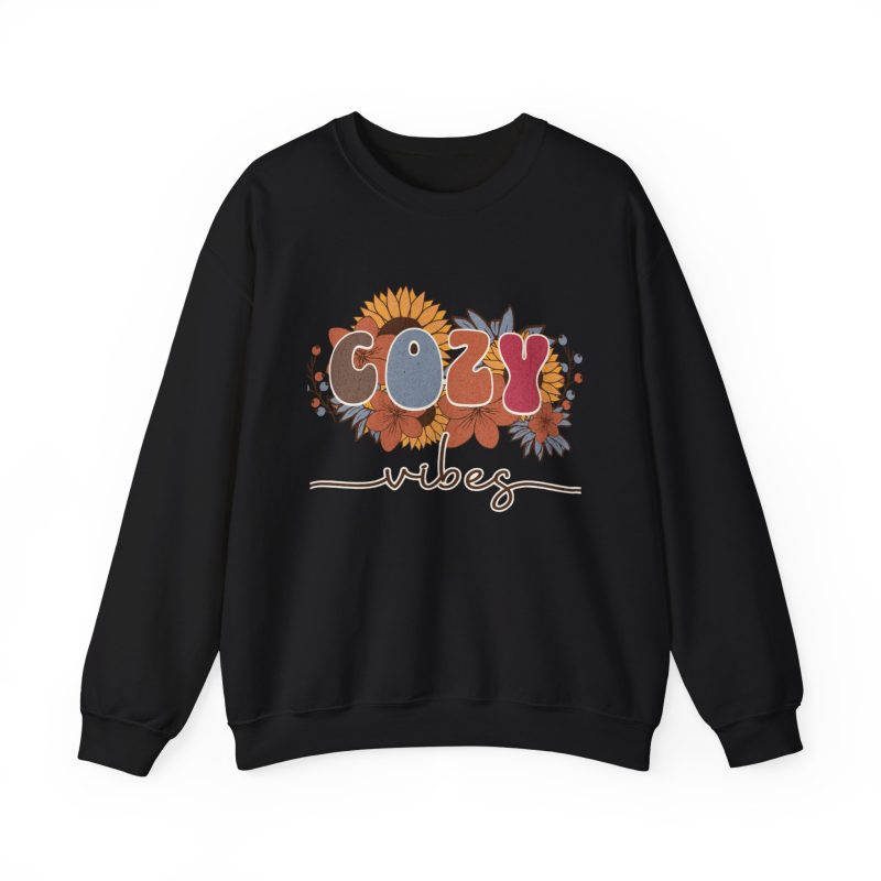 Cozy Vibes Sweatshirt — Floral Autumn Graphic Crewneck