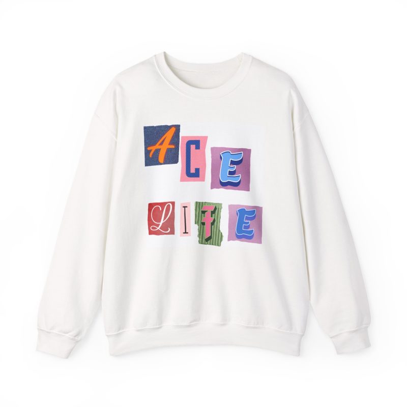 Ace Life Crewneck Sweatshirt — Colorblock Lettering Graphic