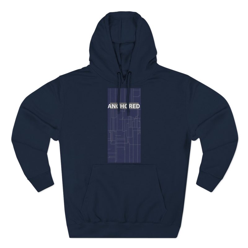 ANCHORED Limited Edition men-only Vertical Panel Hoodie — Minimal Navy Graphic Fleece