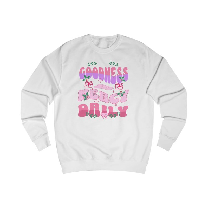 Goodness & Mercy Sweatshirt — Cute Pink Retro Graphic Pullover