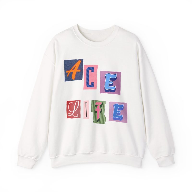 Ace Life Crewneck Sweatshirt — Colorful Collage Graphic Pullover