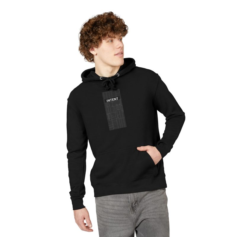 INTENT Limited Edition Men Hoodie — Minimalist Black Pullover with 'INTENT' Graphic