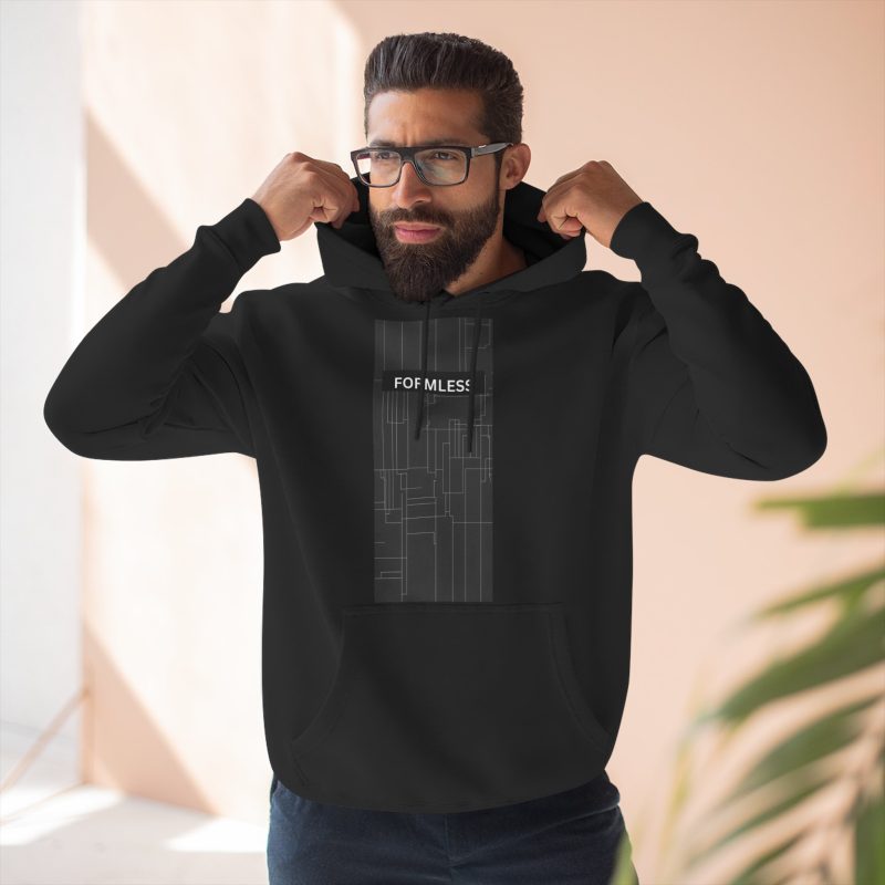 Limited EditionThree-Panel Fleece Hoodie — Minimalist 'Formless' Geometric Graphic Hoodie