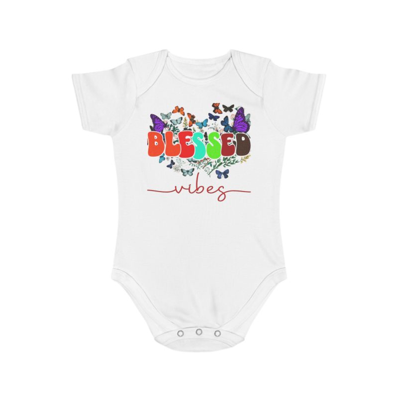 Blessed Vibes Baby Bodysuit - Colorful Butterfly Newborn Onesie
