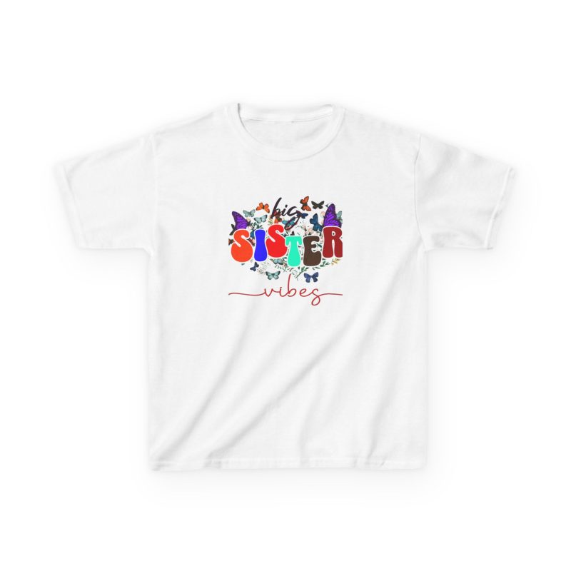Kids Tee — " Big Sister Vibes" Colorful Butterfly Design