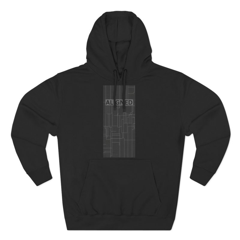 ALIGNED Limited Edition Men-only Minimalist Hoodie — Vertical Three‑Panel Graphic