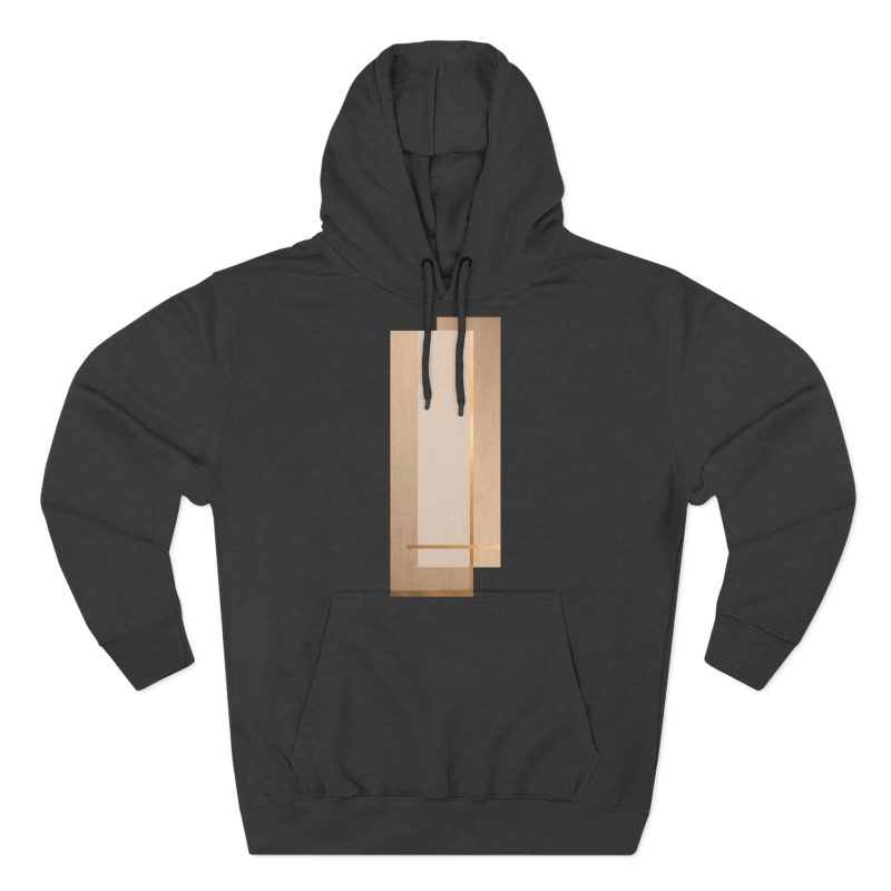Minimalist Beige Abstract Men- only Hoodie — Three-Panel Hoodie — Geometric Vertical Beige Panel Design