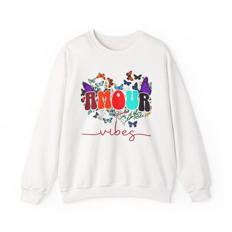 Amour Vibes Sweatshirt — Floral Butterflies Graphic Crewneck