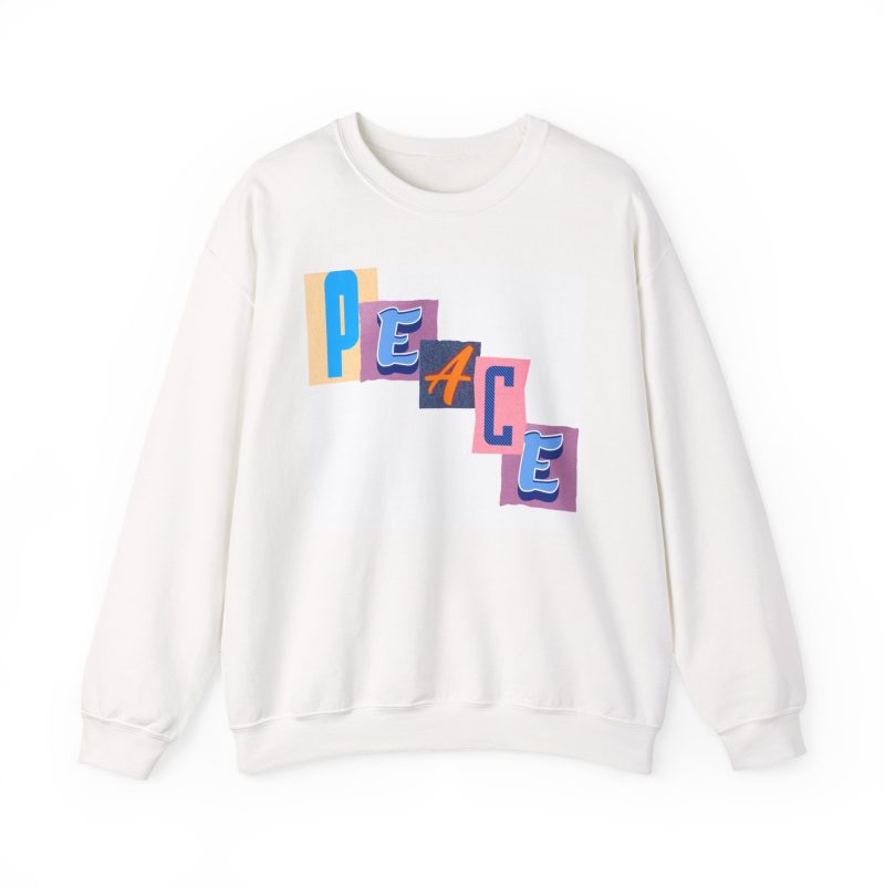 Peace Graphic Crewneck Sweatshirt – Colorful Retro Block Letter Design